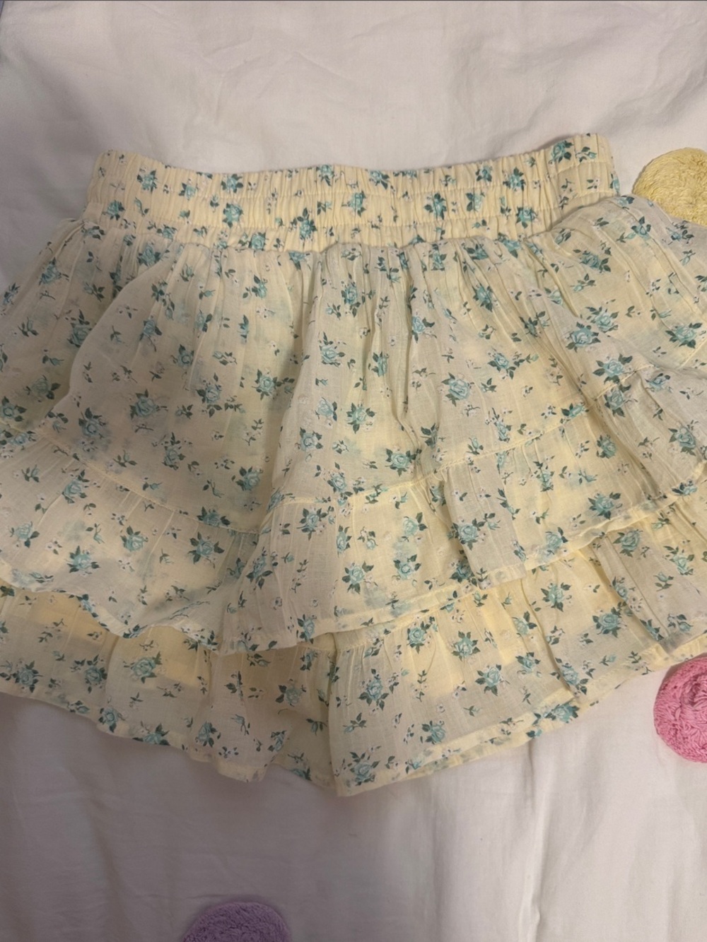 abercrombie kids Yellow Floral Tiered Skirt with Blue Accents